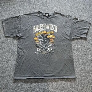Harley Davidson Skull‎ Crossbones T Shirt Men's XL Gray Southside Virginia Beach